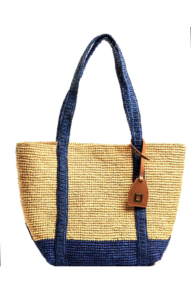Rafe New York Boat Tote Lg Large Tote, Main, color, Natural / Royal Blue