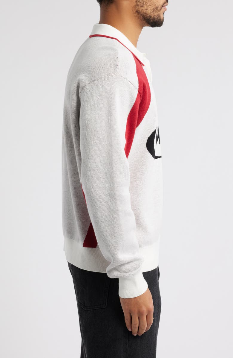 Obey Soccer Long Sleeve Cotton Polo Sweater, Alternate, color, White Multi