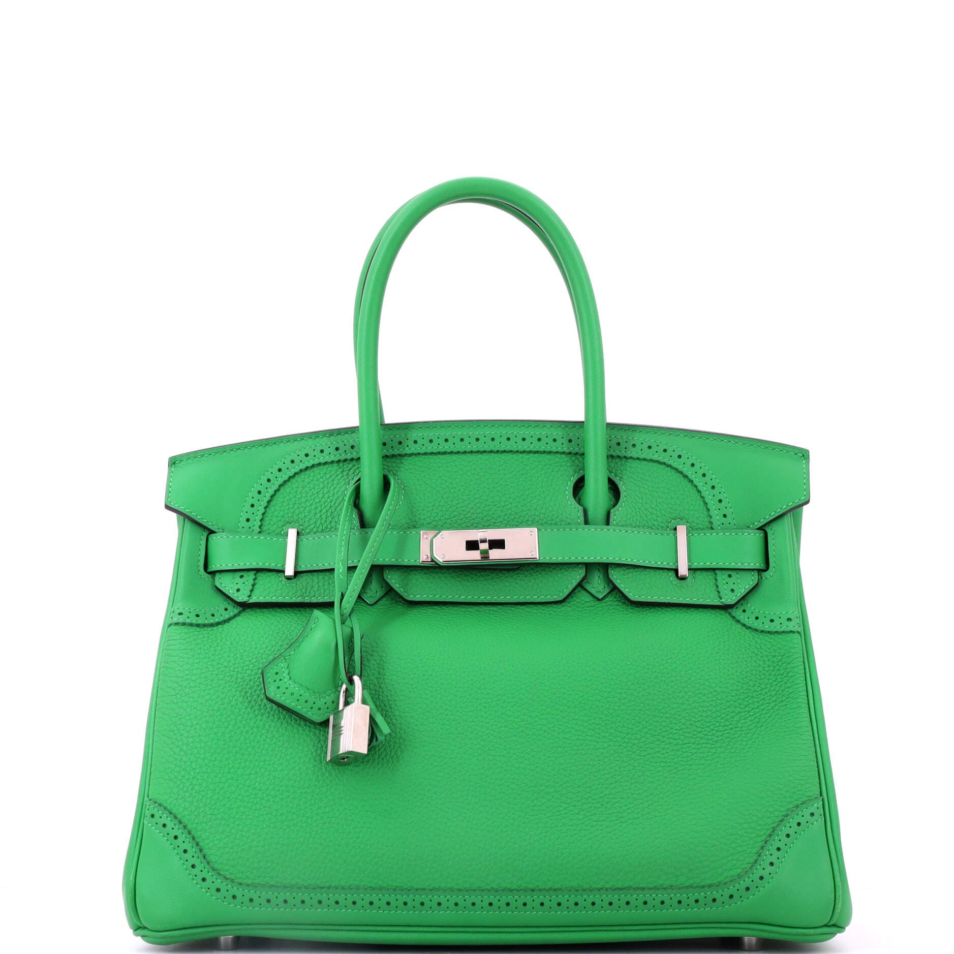 Birkin Ghillies Bag Green Togo and Swift with Palladium Hardware 30, Main, color, Green