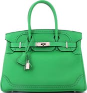 Pre-Owned Hermes Birkin Ghillies Bag Green Togo and Swift with Palladium Hardware 30