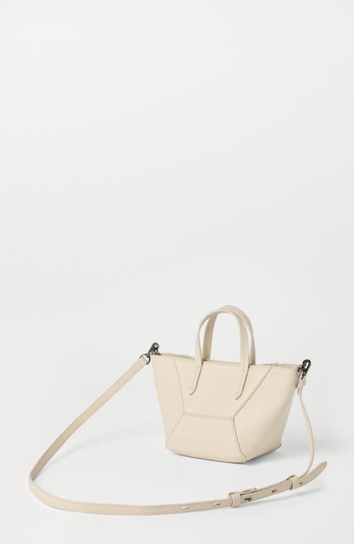 Brunello Cucinelli Mini Calfskin Bc Duo Top-handle Bag In Ivory