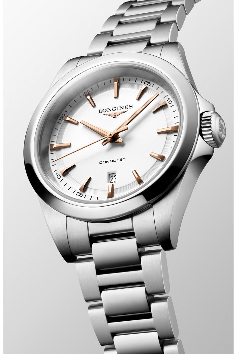 Conquest Bracelet Watch, 30mm, Alternate, color, WHITE