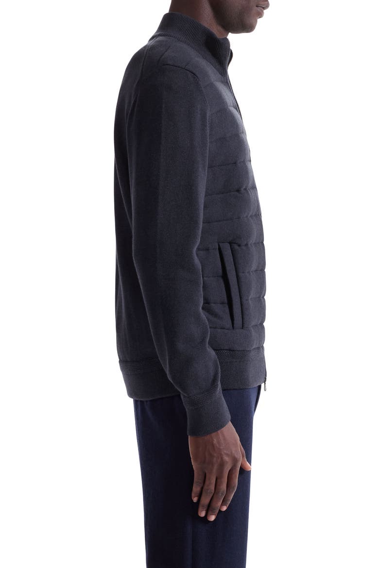 Quilted Zip-Up Sweater Jacket, Alternate, color, NAVY