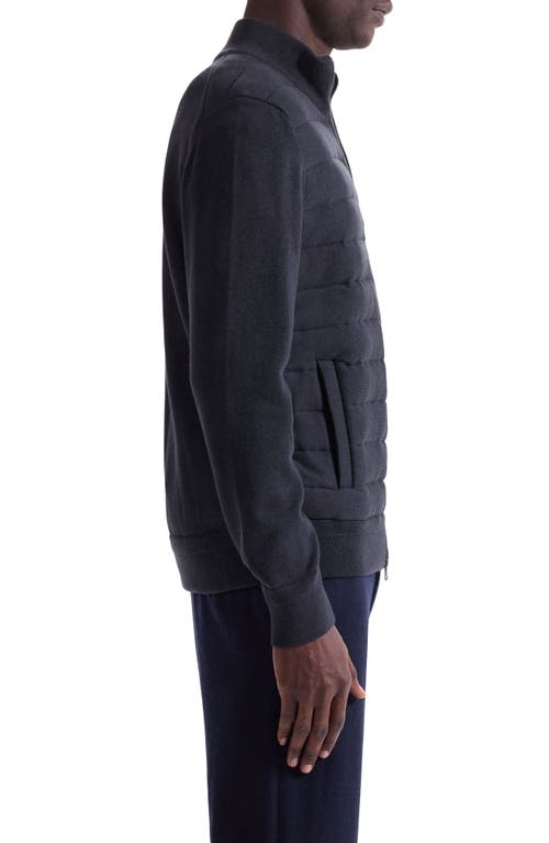 Bugatchi Quilted Zip-up Sweater Jacket In Blue