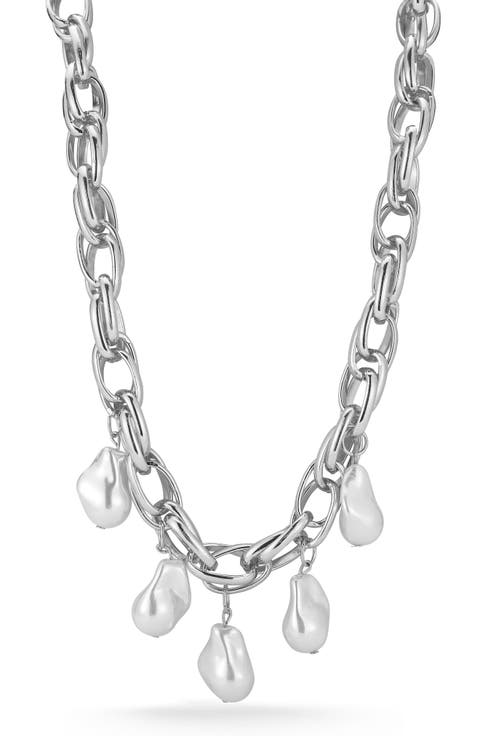 Faux Pearl Charm Necklace