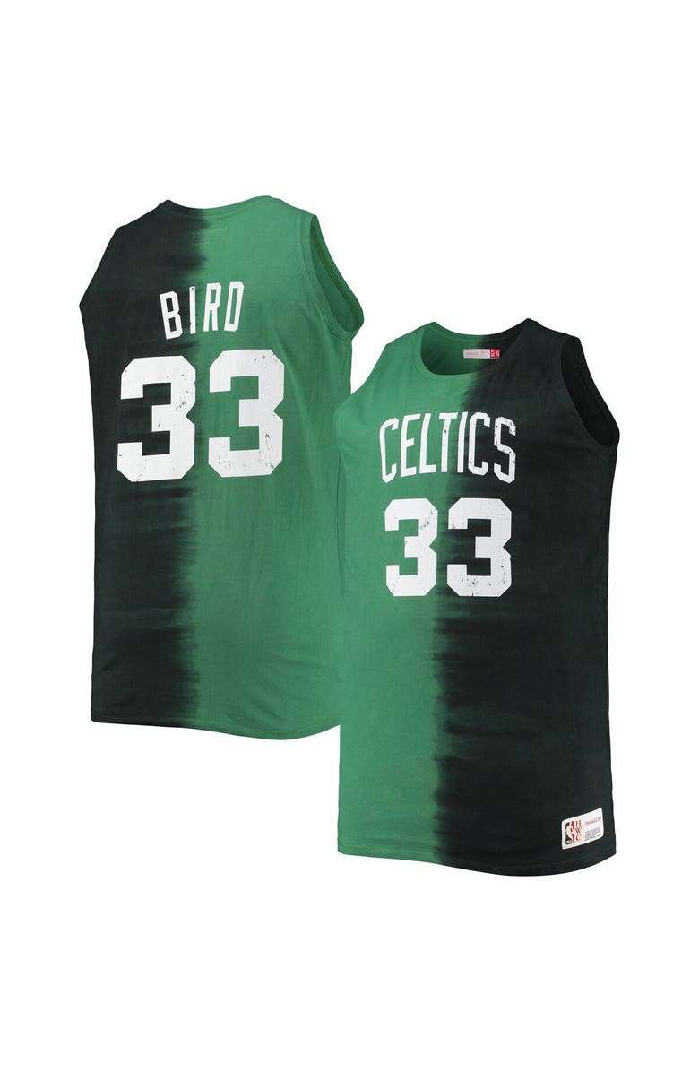Mitchell & Ness Men's Mitchell & Ness Larry Bird Black/Kelly Green Boston Celtics Big & Tall Profile Tie-Dye Player Tank Top, Main, color,