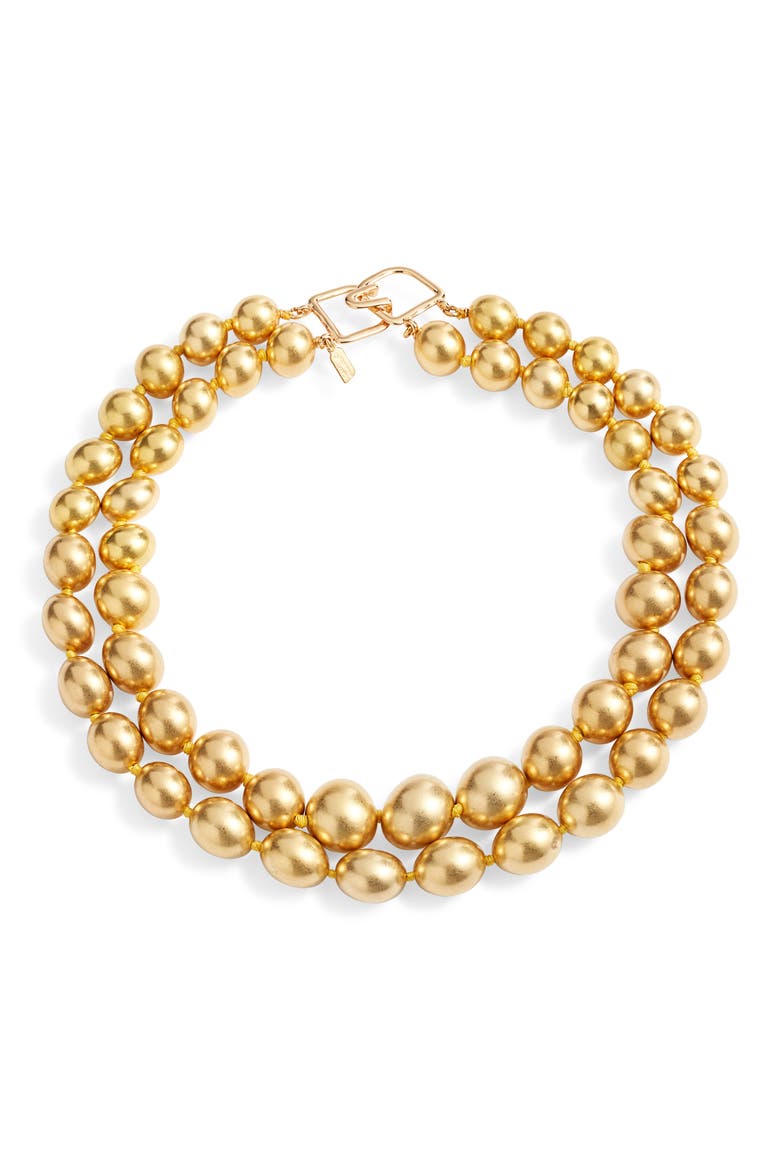 Double Row Ball Necklace, Alternate, color, GOLD