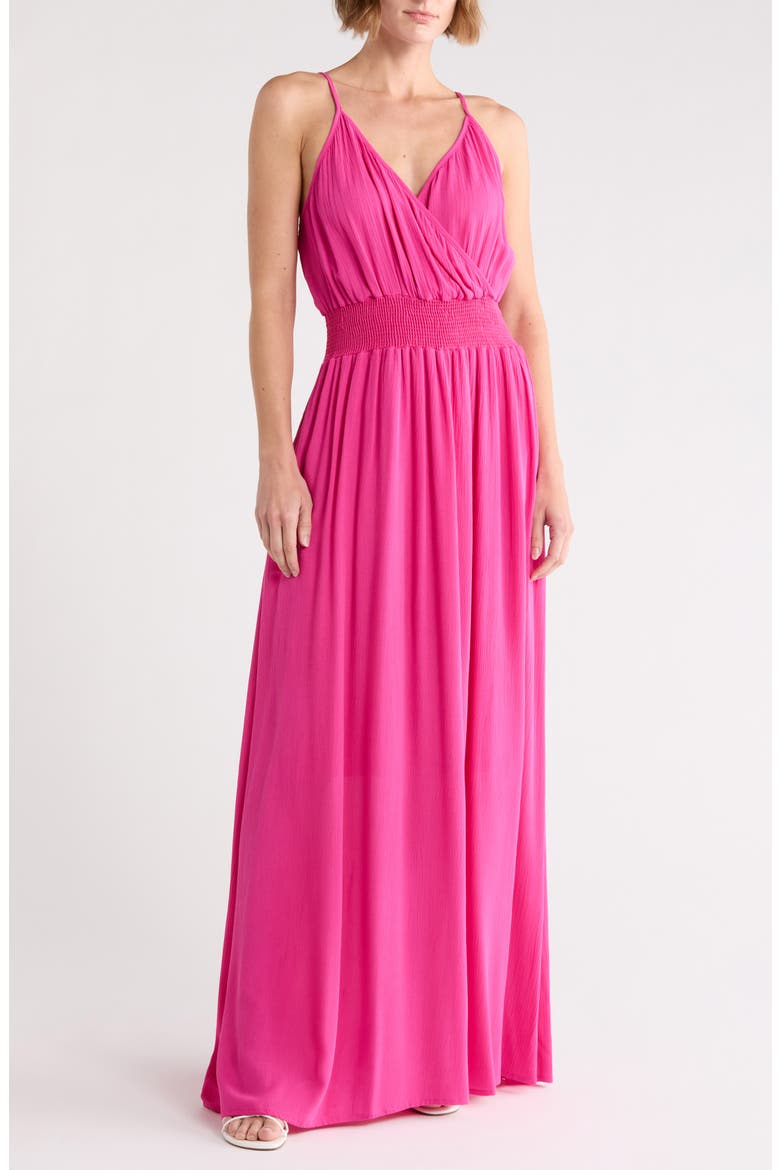 Spaghetti Strap Gauze Maxi Dress, Main, color, HOT PINK