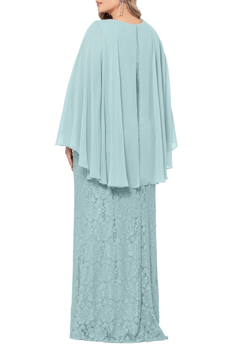 Betsy & Adam Lace Cape Sleeve Gown, Alternate, color, 
