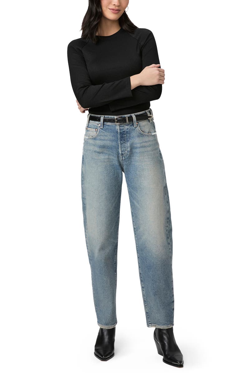 PAIGE Alexis High Waist Ankle Barrel Jeans, Alternate, color, Cats Meow Distressed