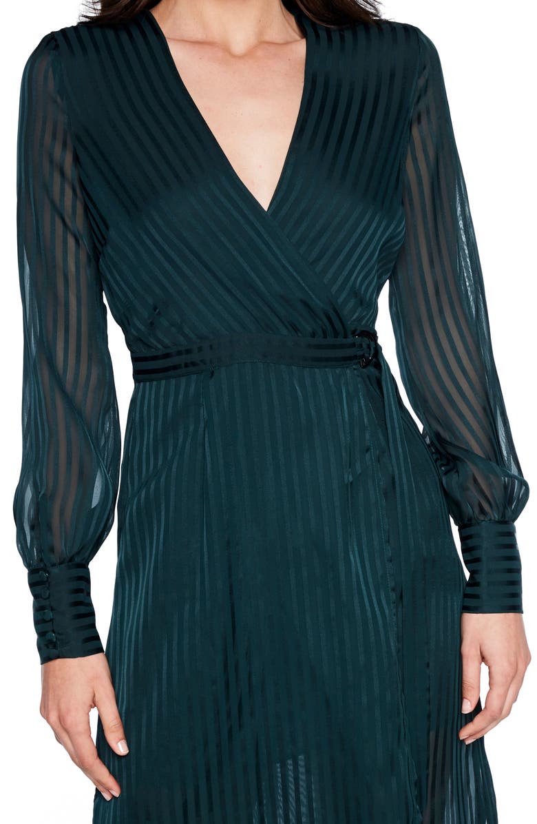 Bardot Shadow Stripe Faux Wrap Midi Dress, Alternate, color, 