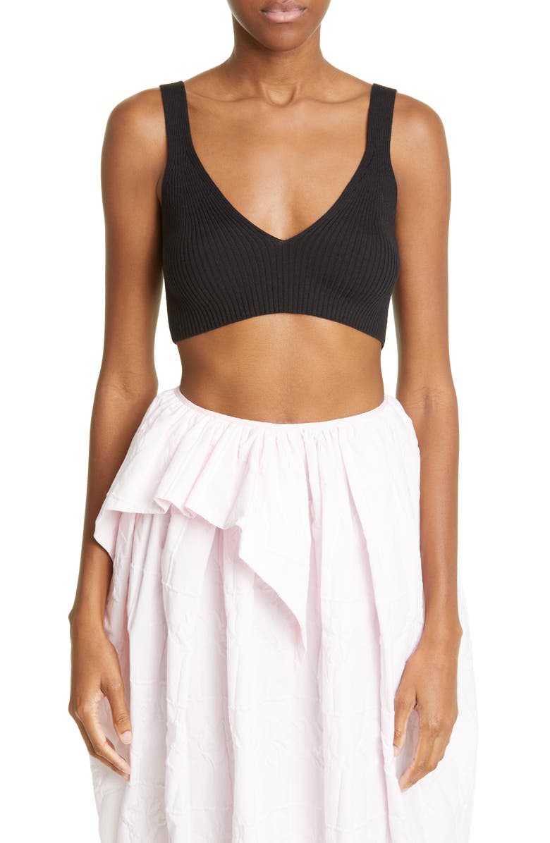 Cecilie Bahnsen Ilaria Wool & Silk Rib Bralette, Main, color, 