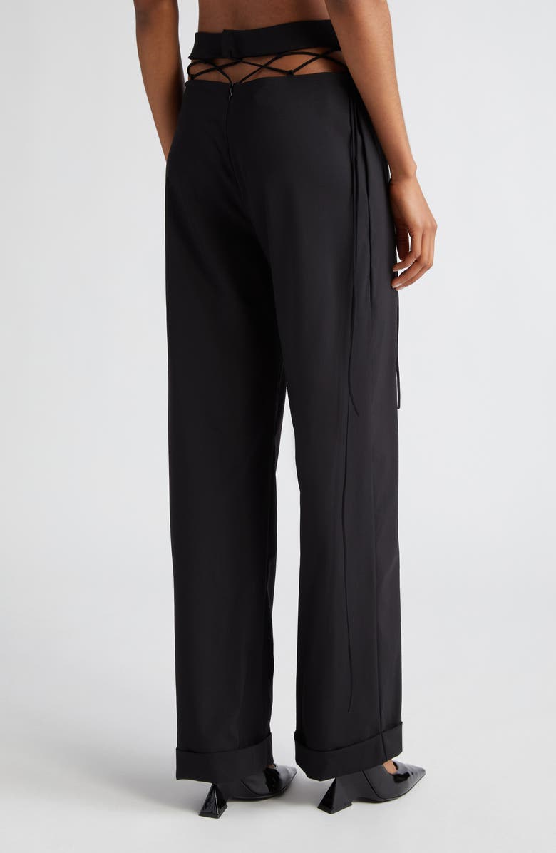 Nensi Dojaka Cutout Laced Waist Stretch Wool Straight Leg Trousers, Alternate, color, 