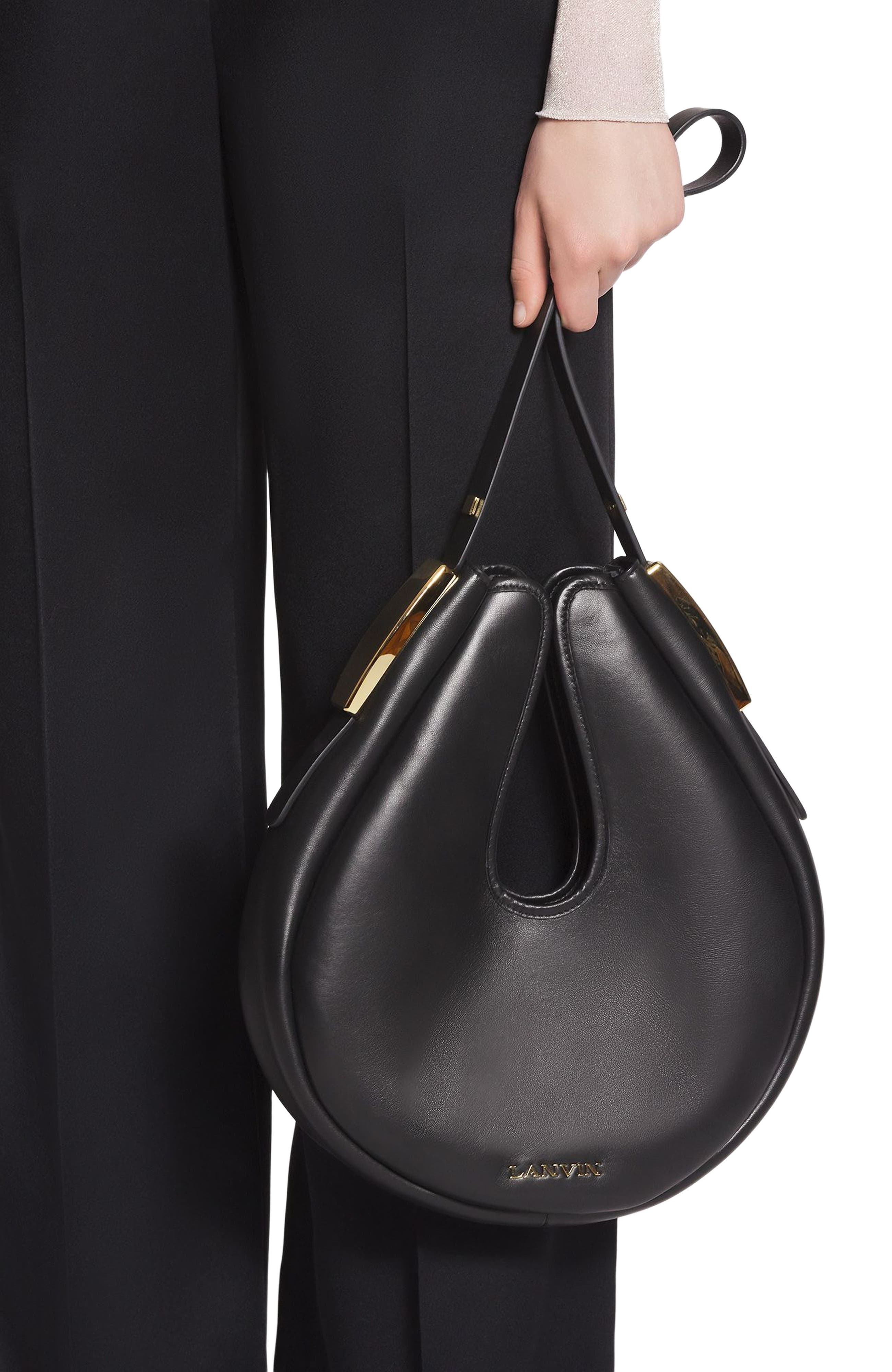 Lanvin Hobo Cymbal Leather Bag, Alternate, color, 