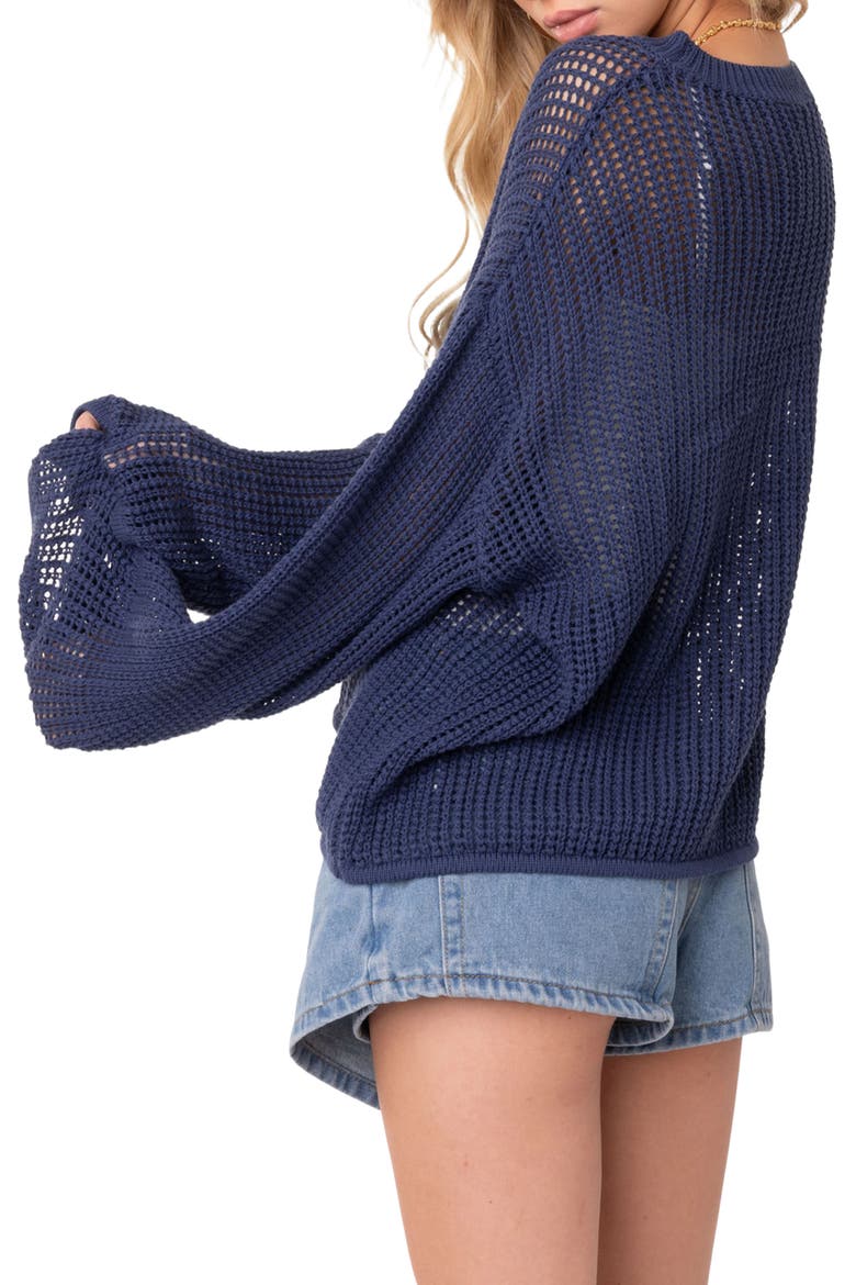 Seeing Stars Oversize Open Stitch Sweater, Alternate, color, BLUE