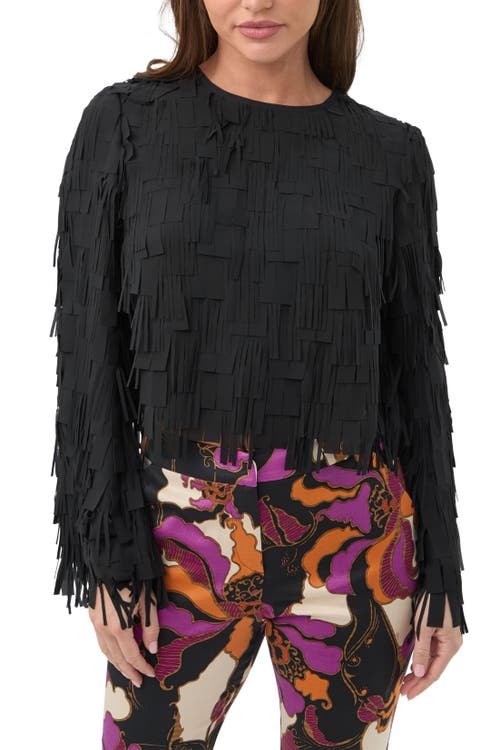 Trina Turk Chinaberry Fringe Top In Black
