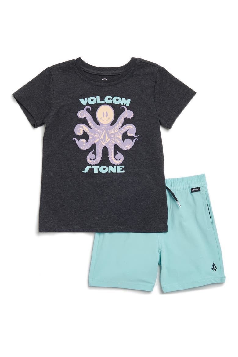 Jersey Graphic T-Shirt & Shorts Set, Main, color, BLACK