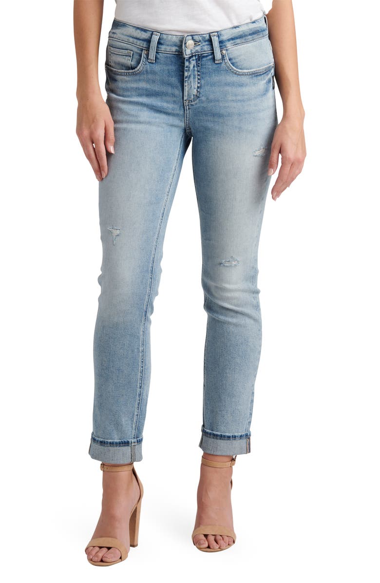 Silver Jeans Co. Elyse Ankle Straight Leg Jeans, Main, color, 