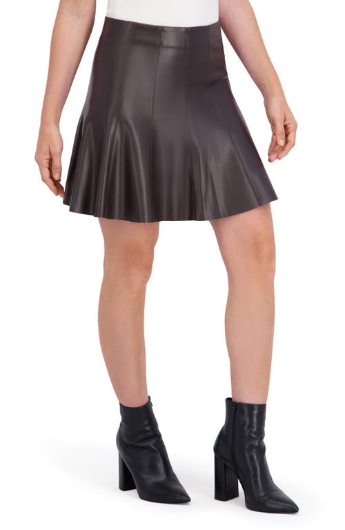 Ookie & Lala Supersoft Faux Leather Flounced Miniskirt In Brown