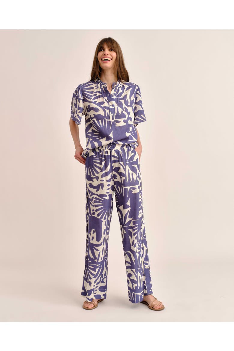 Mia Printed Linen Pant, Alternate, color, Coastal Indigo