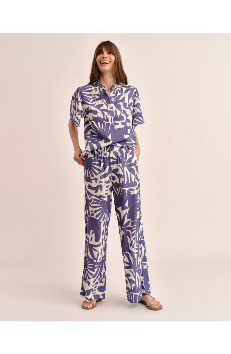 Cartolina Mia Printed Linen Pant, Alternate, color, Coastal Indigo