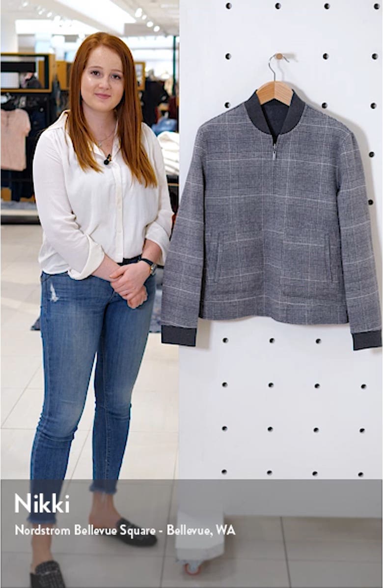 Glasgow Slim Fit Reversible Wool Blend Bomber Jacket, sales video thumbnail