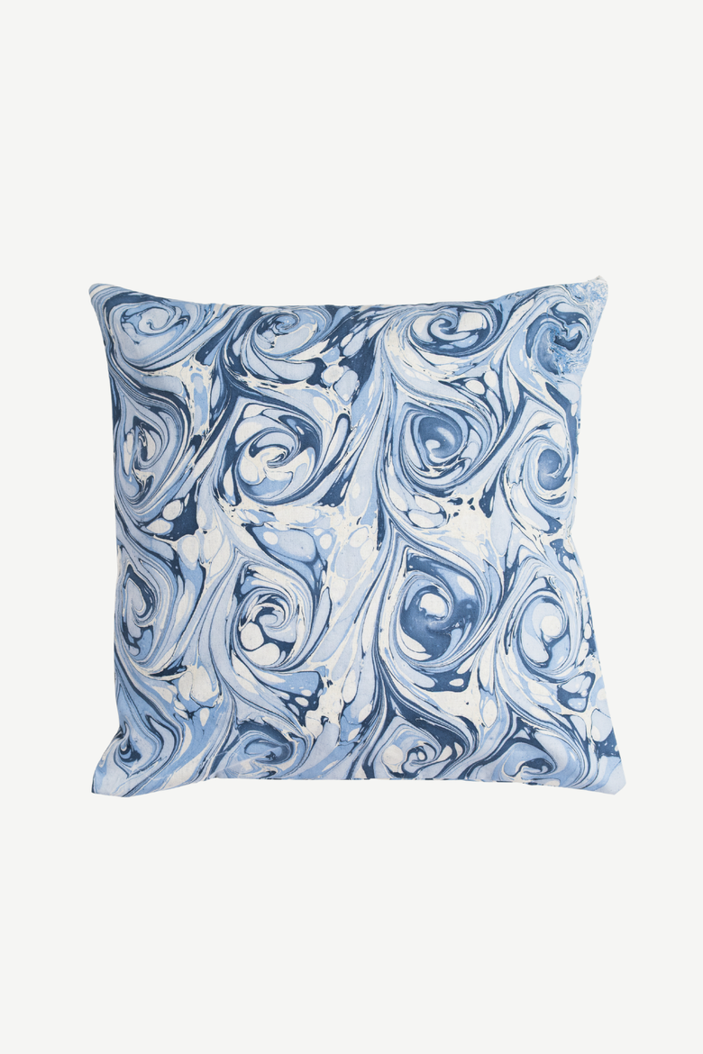 Ocean Wave Hand-Marbled Square Pillow - Cover + Insert, Main, color, Ocean