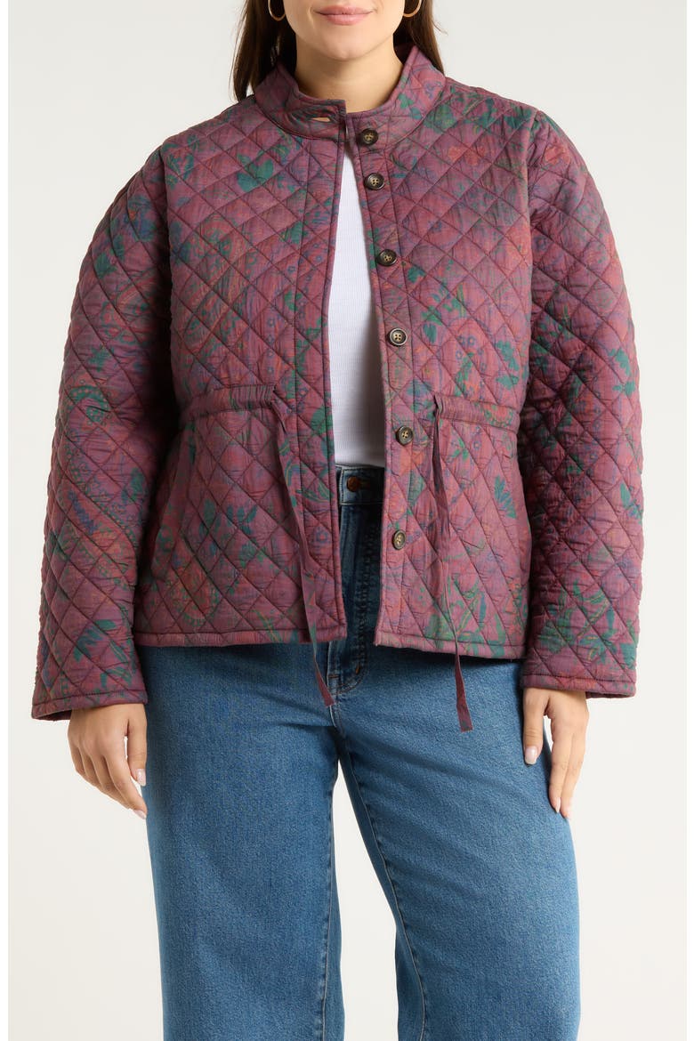 Floral Quilted Jacket, Main, color, BURGUNDY PAISLEY