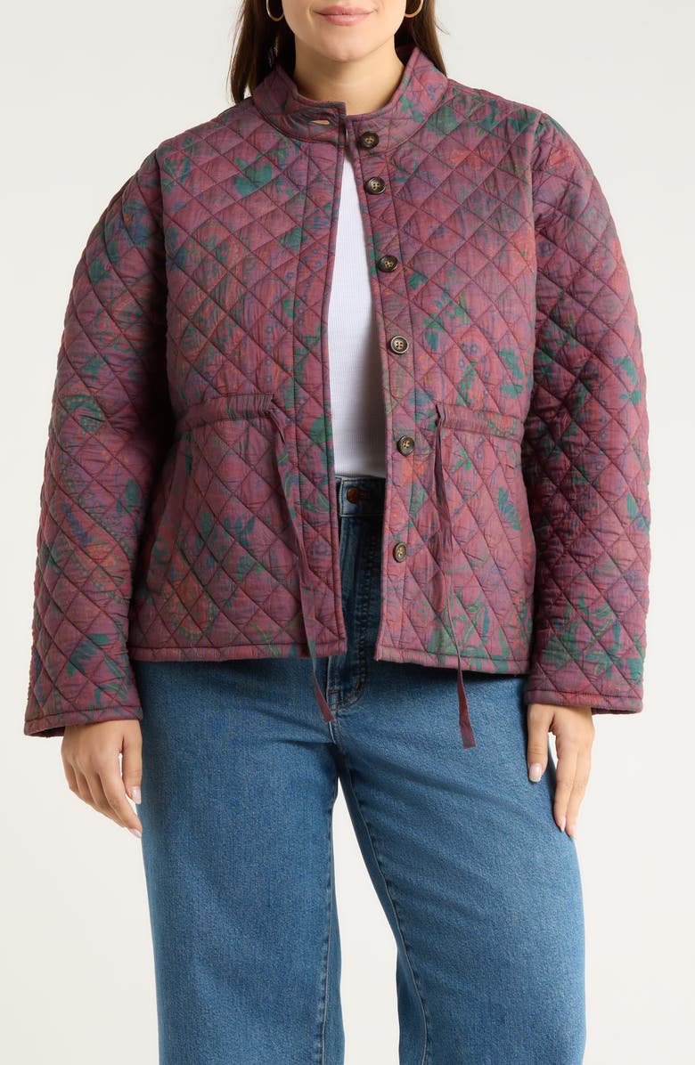 Treasure & Bond Floral Quilted Jacket, Main, color, Burgundy Paisley