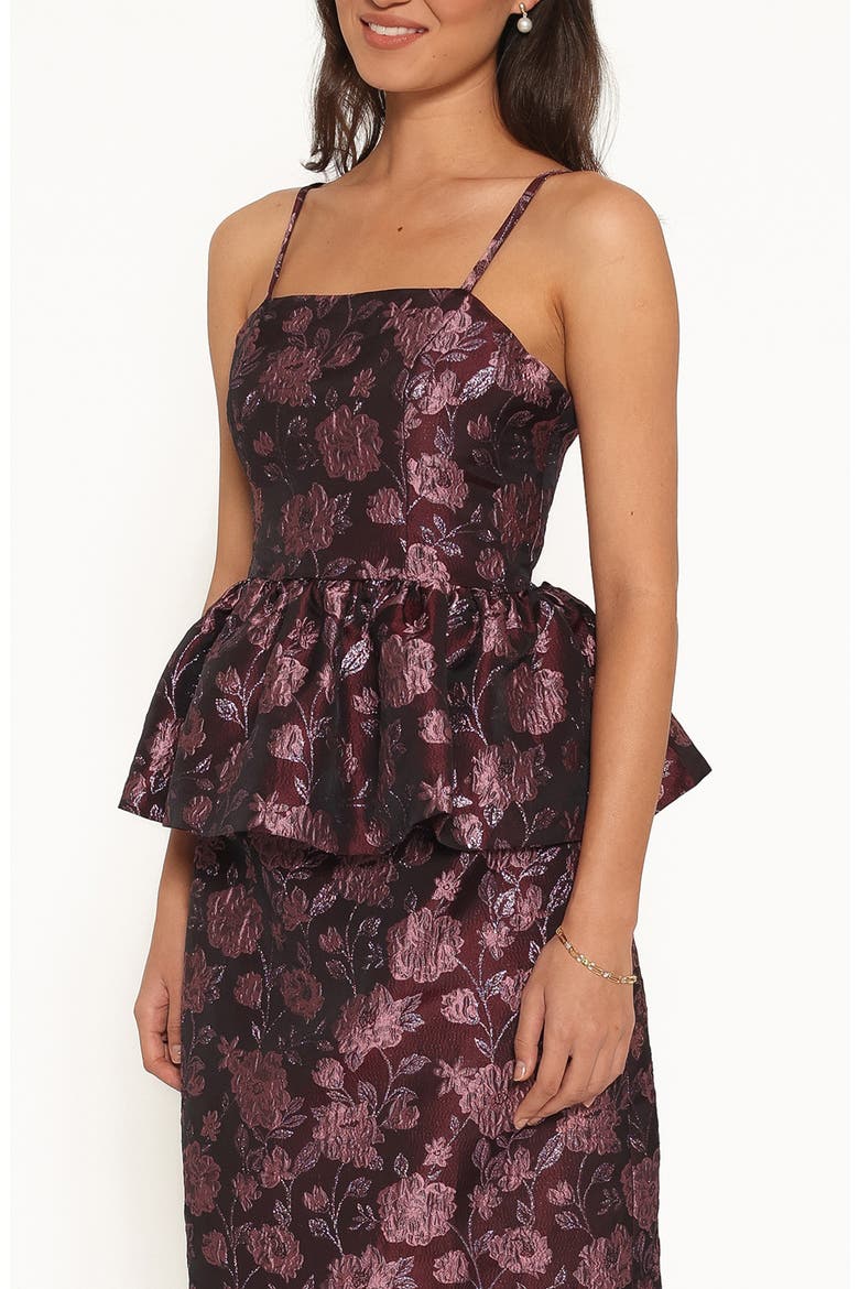 Allegro Floral Brocade Peplum Top, Alternate, color, PLUM BROCADE