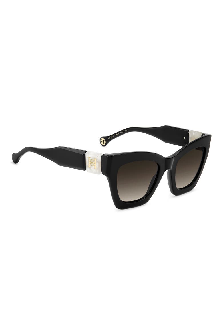 52mm Gradient Cat Eye Sunglasses, Alternate, color, BLACK MARBLE/ BROWN SF