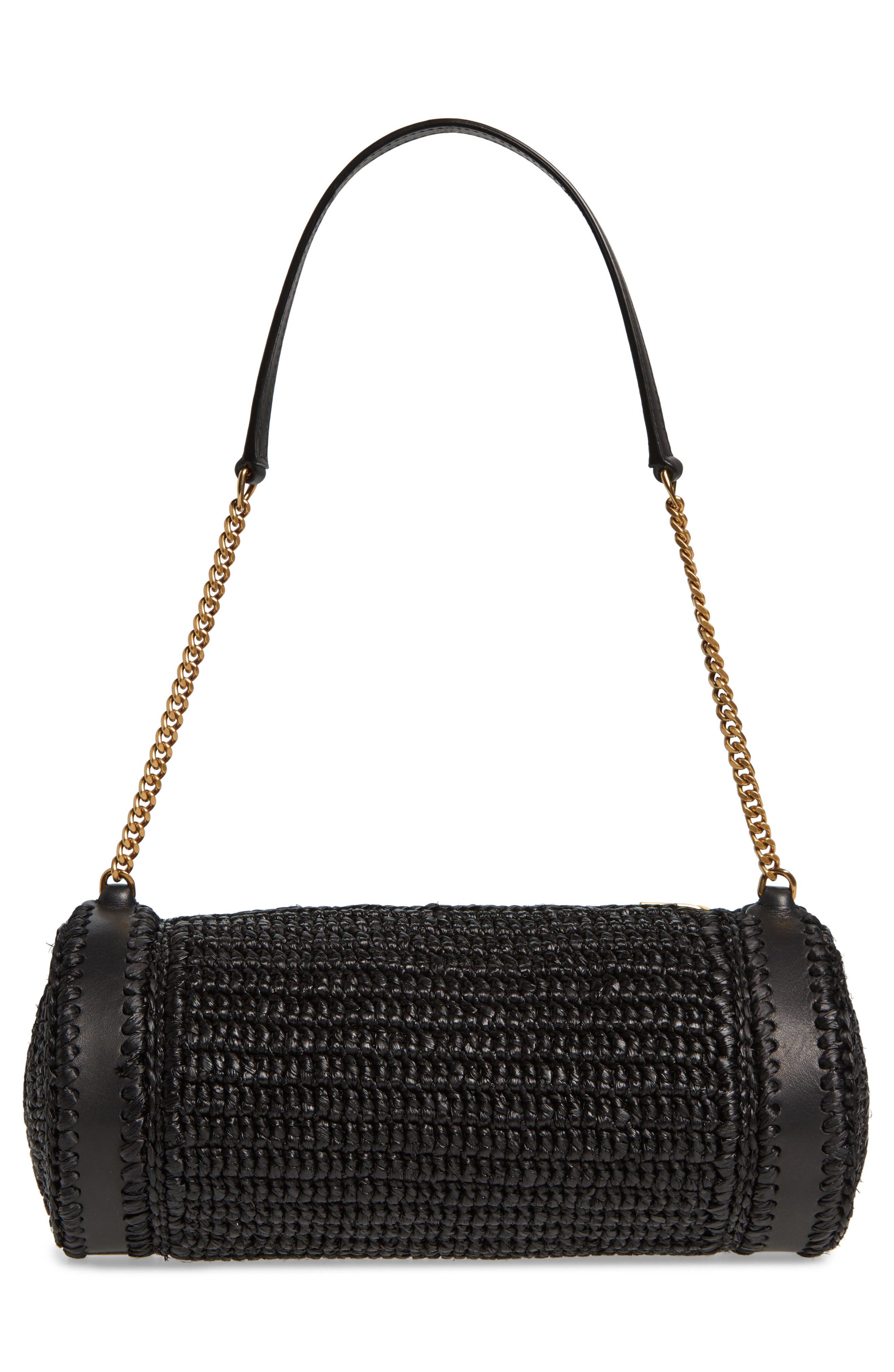 Saint Laurent Small Sade Raffia Tube Bag, Alternate, color, 