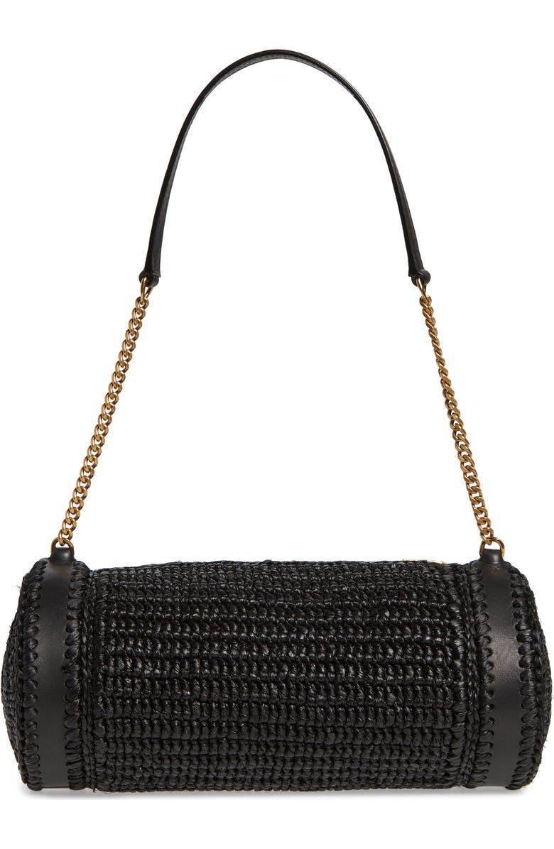 Saint Laurent Small Sade Raffia Tube Bag, Alternate, color,