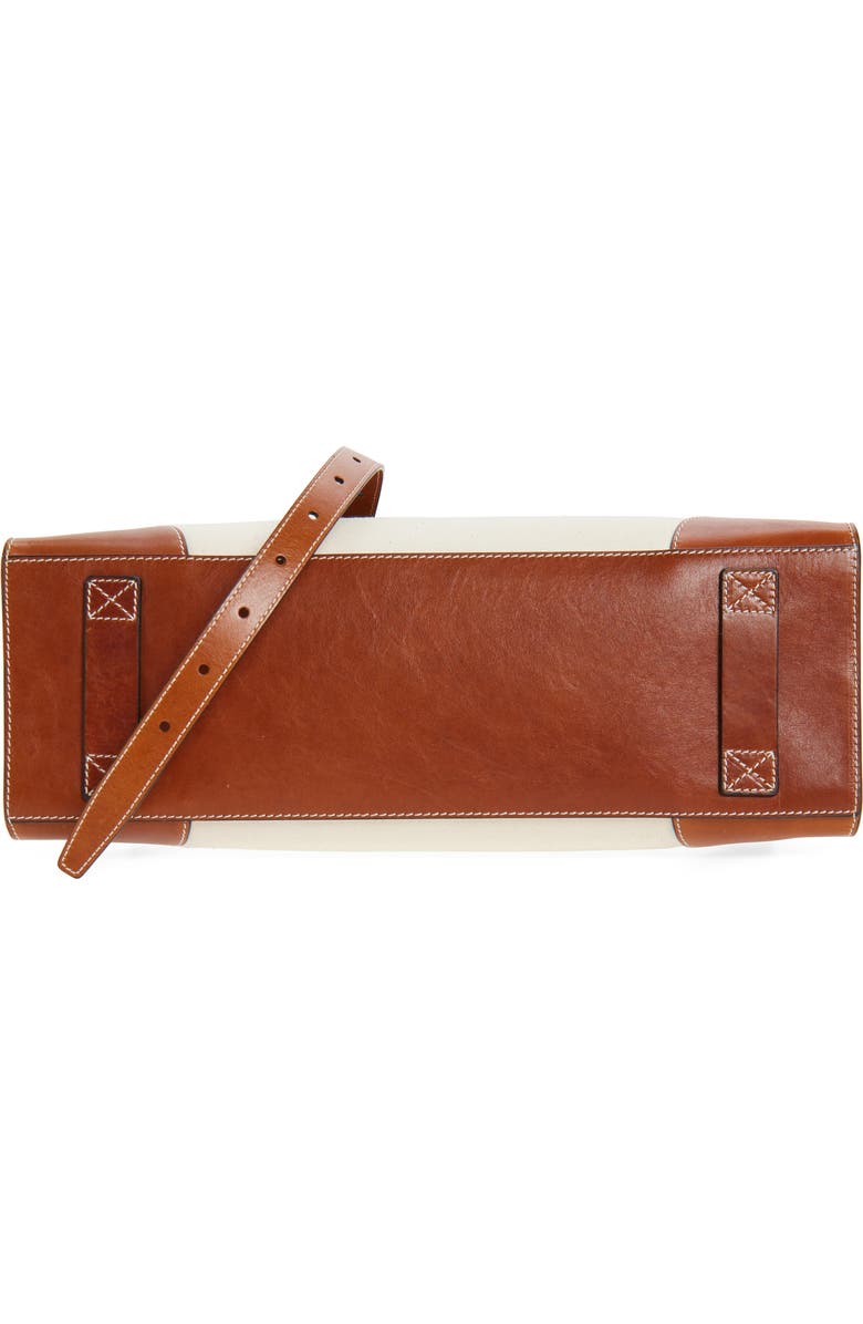 Moschino Medium Tie Me Canvas & Leather Shoulder Bag, Alternate, color, Natural/ Hide