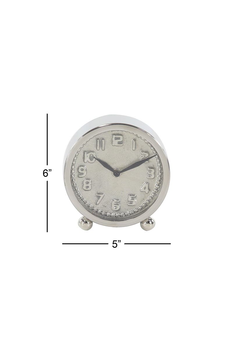 WILLOW ROW Glam Round Silver Metal Framed Table Clock, Alternate, color, 