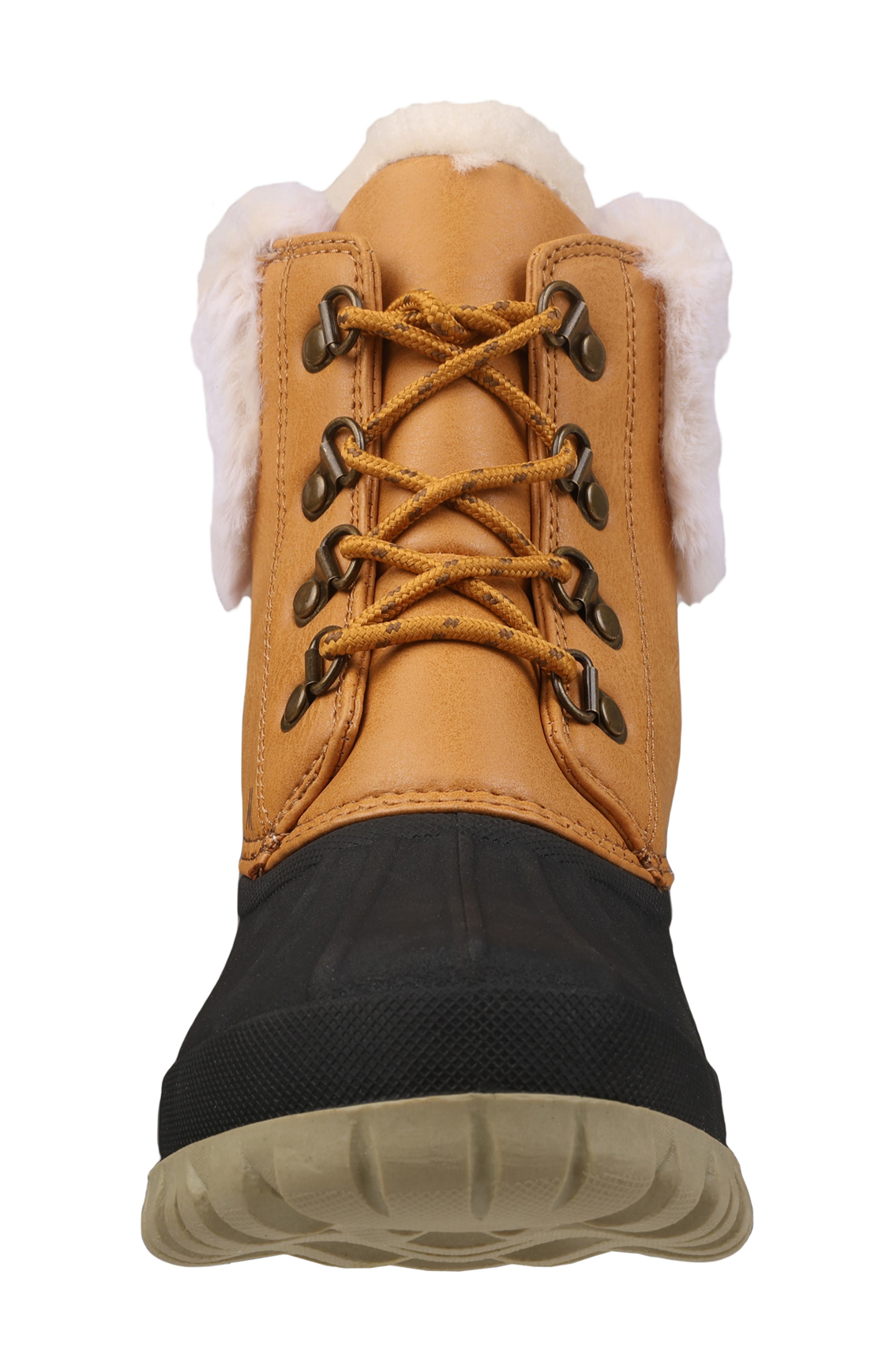 Mykos Faux Fur Lined Duck Boot, Alternate, color, Mustard/ Black