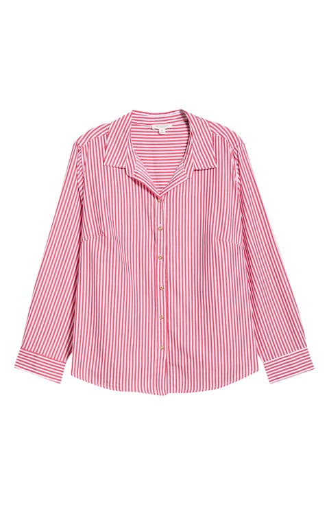 Bentley Stripe Cotton Button-Up Shirt (Plus)