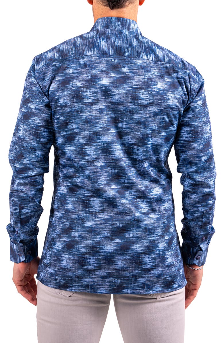 Maceoo Denim Print Resistance Contemporary Button-Up Shirt, Alternate, color, Blue