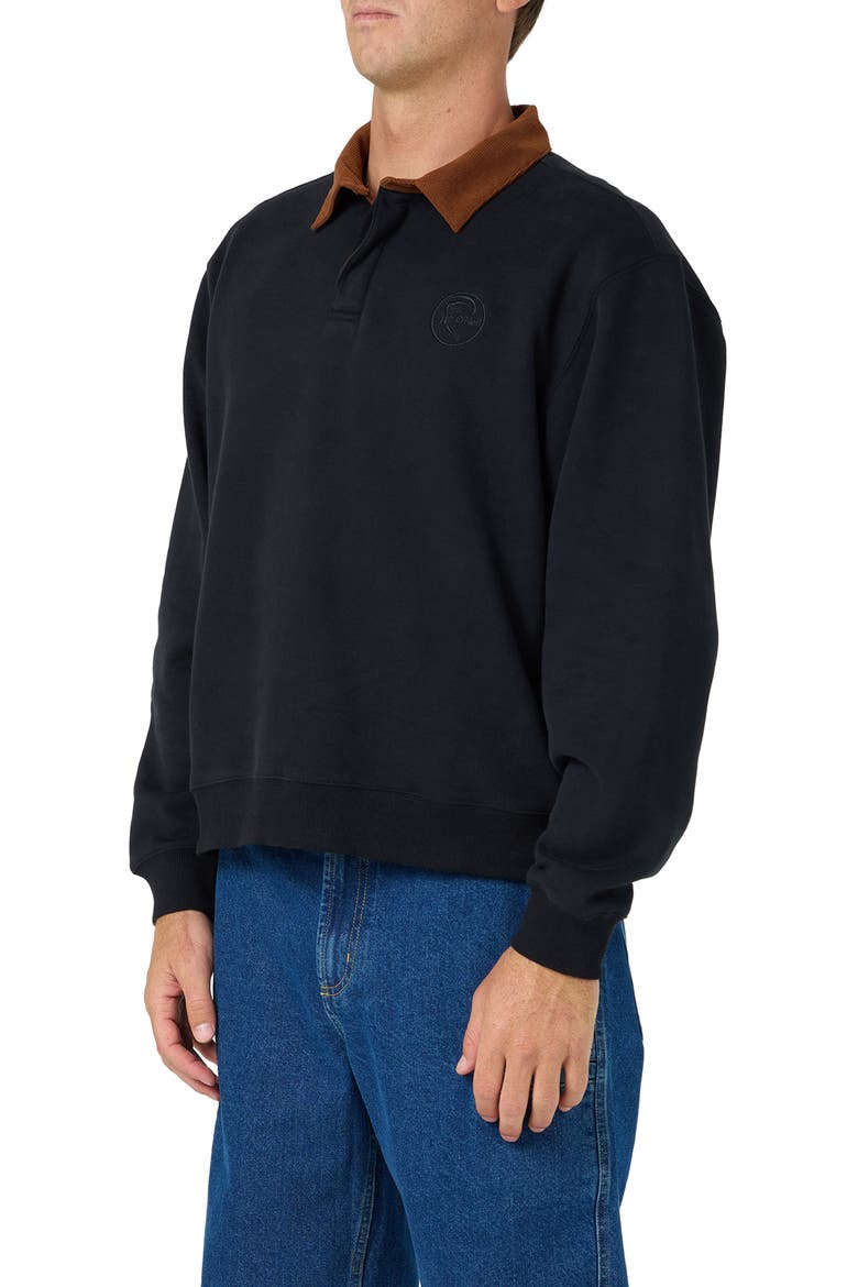 OG Long Sleeve Fleece Rugby Shirt, Alternate, color, BLACK