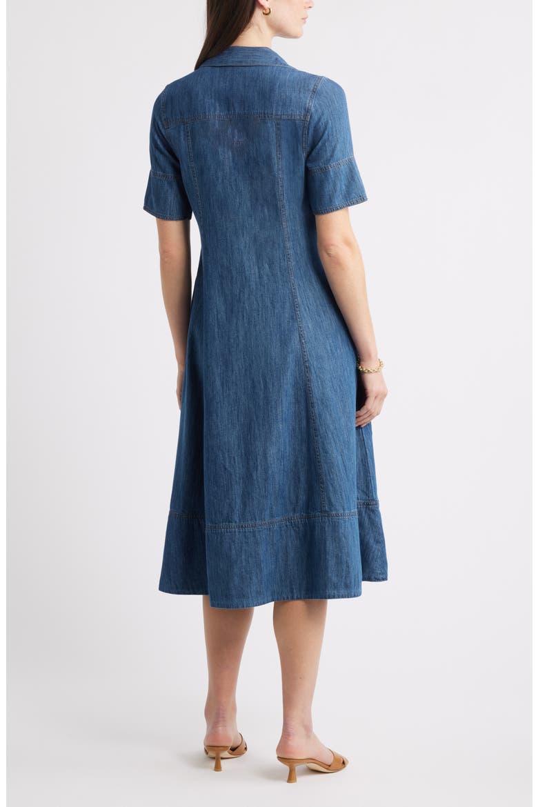 Chambray A-Line Shirtdress, Alternate, color, DARK WASH