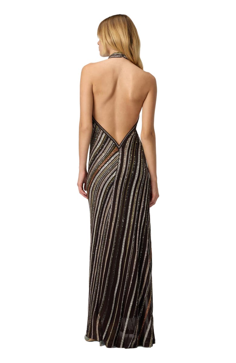 Missoni Long Dress With Halter Neck And Herringbone Stripe Knit, Alternate, color, Multicoloured