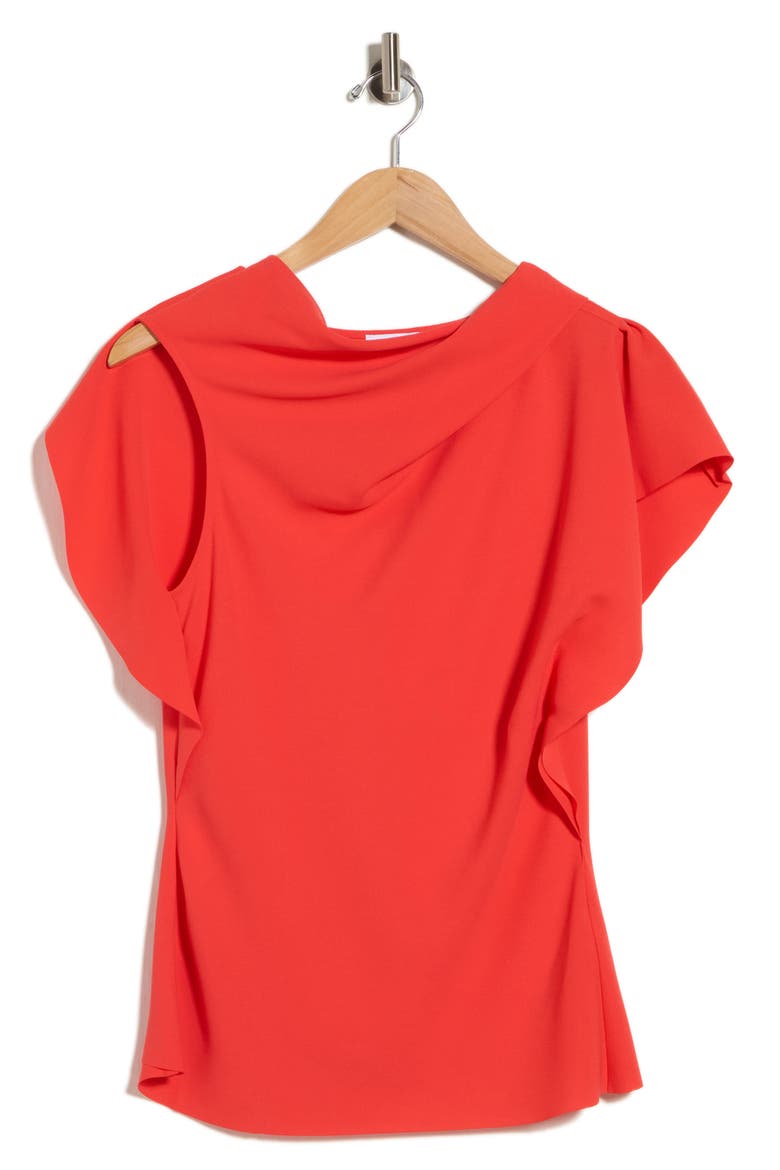 Natalie Drape Neck Shell, Alternate, color, ORANGE