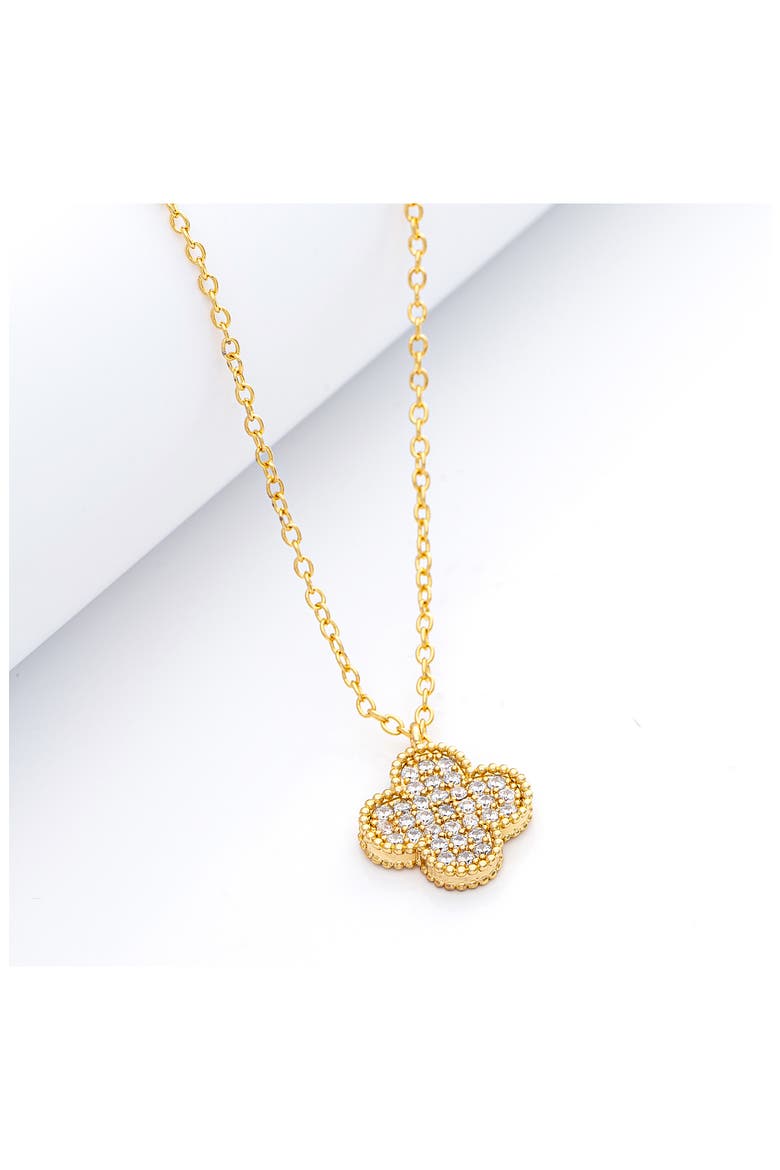 Pavé Cubic Zirconia Clover Pendant Necklace, Alternate, color, 18K GOLD CLAD
