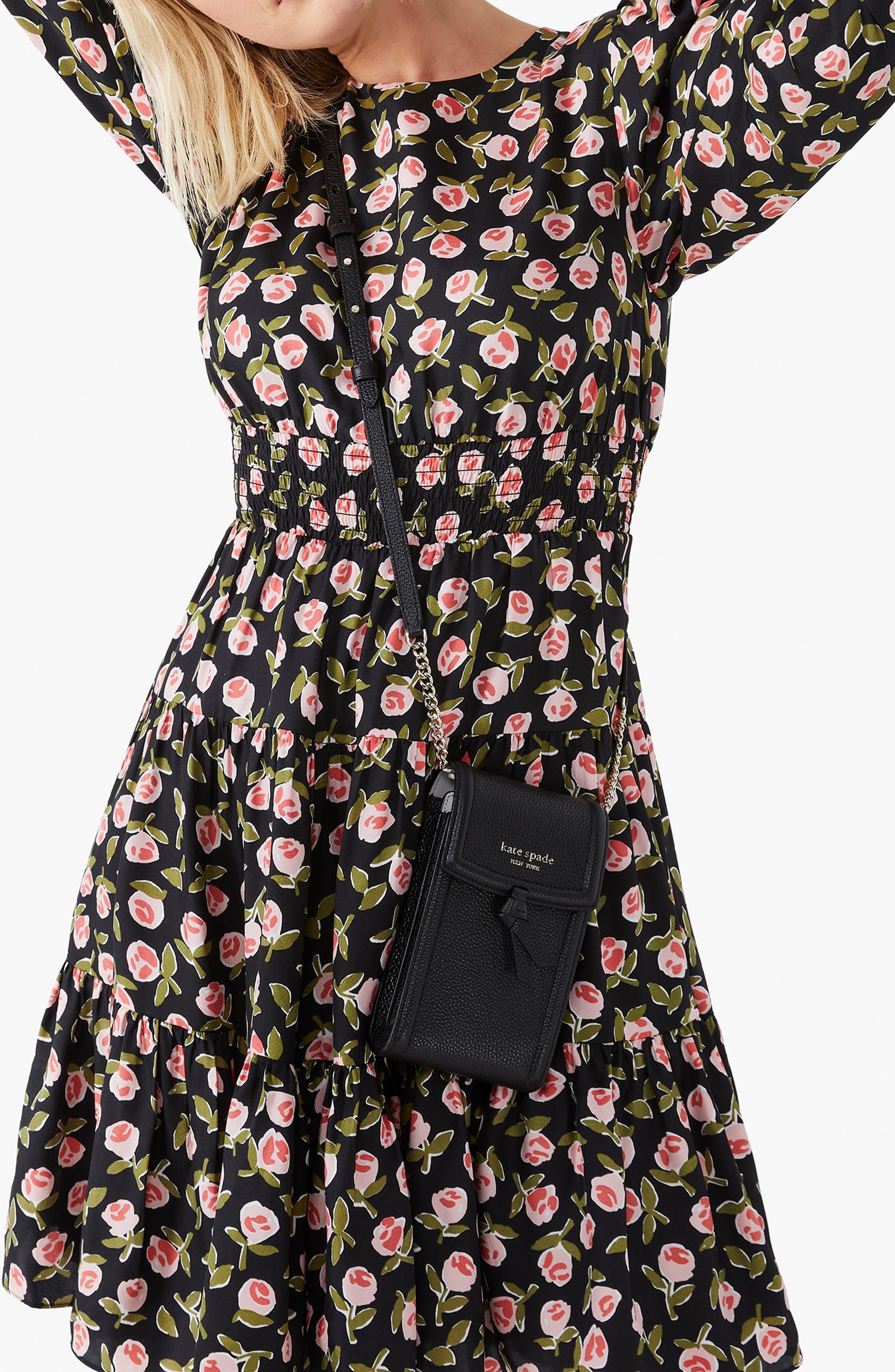 Kate Spade New York knott north & south phone crossbody bag, Alternate, color, Black