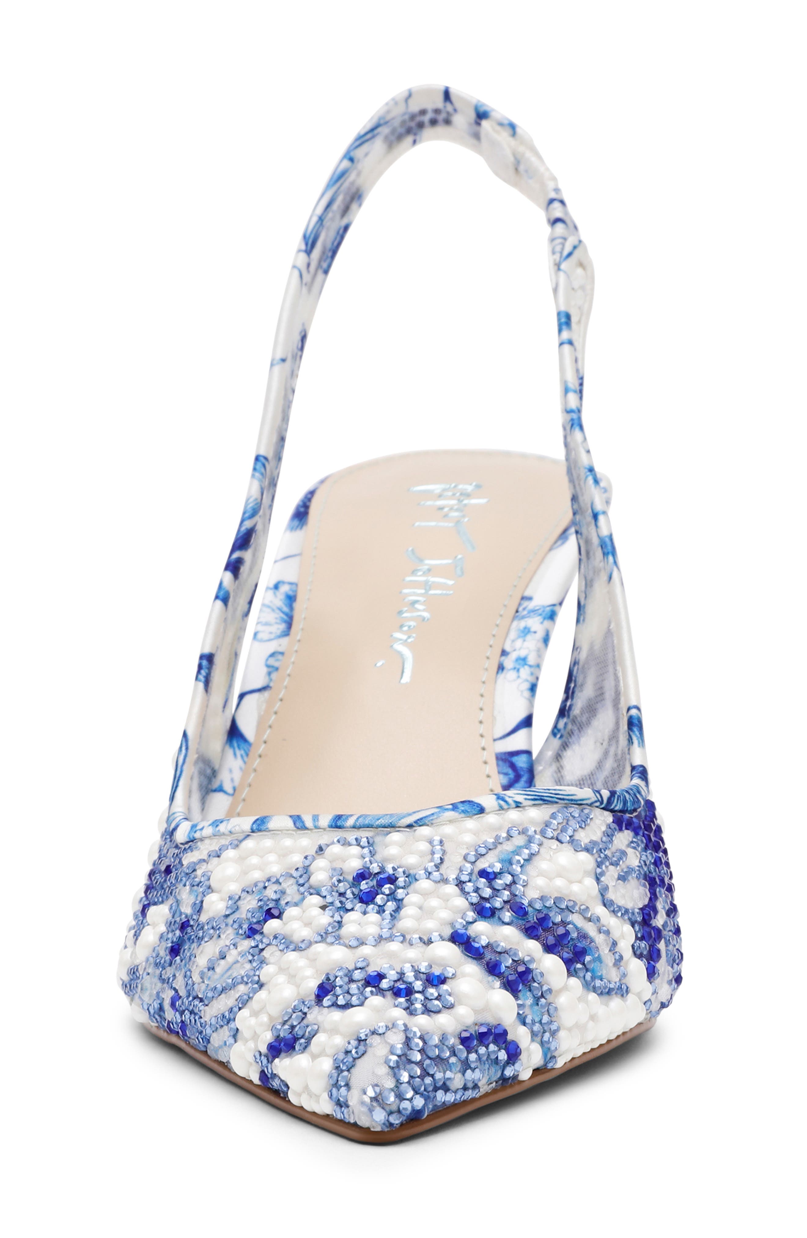 Betsey Johnson Clark Slingback Pump, Alternate, color, White/ Blue Floral