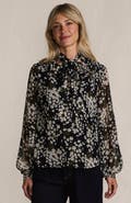 Lands' End Chiffon Removable Tie Neck Blouse