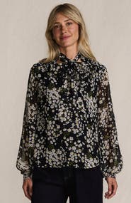 Lands' End Chiffon Removable Tie Neck Blouse