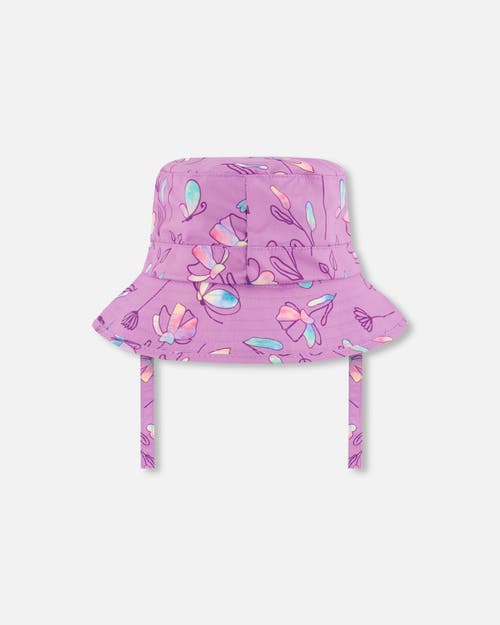 DEUX PAR DEUX DEUX PAR DEUX BABY GIRL'S PRINTED BEACH SUN HAT OLD MAUVE AND MULTICOLORED BUTTERFLIES