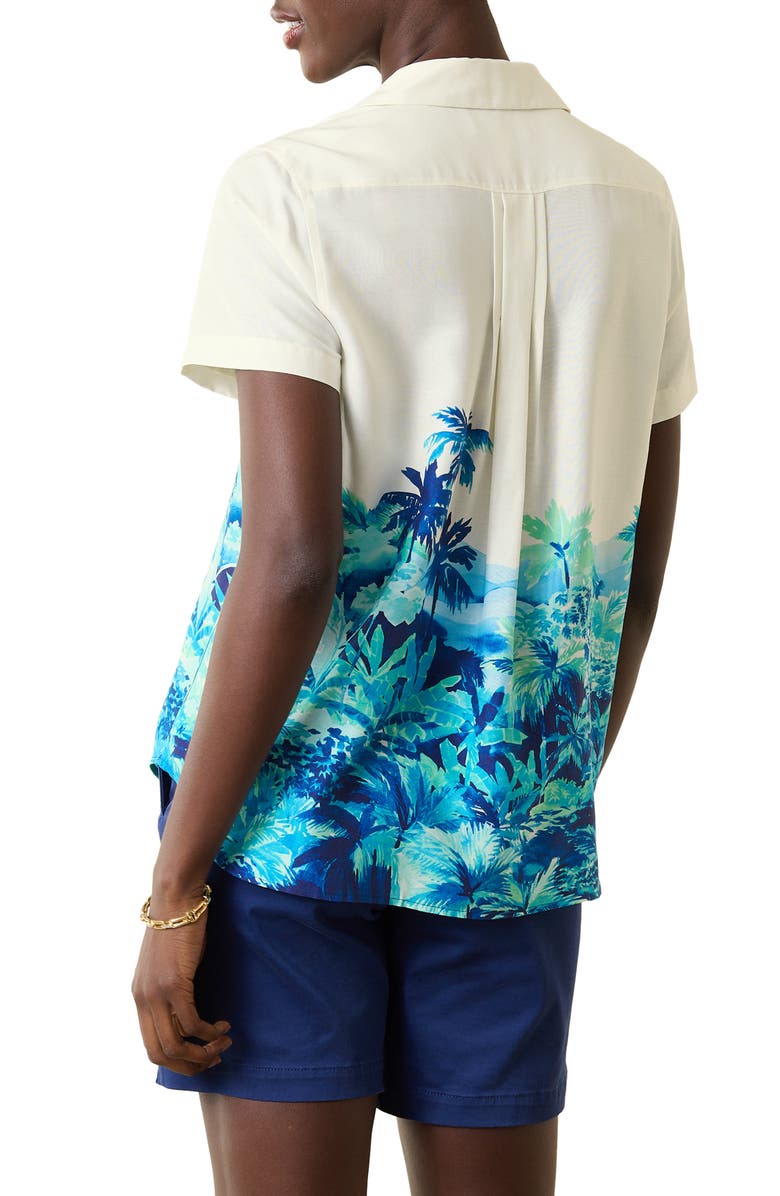Tommy Bahama Oceanside Views Silk Camp Shirt, Alternate, color, Coconut