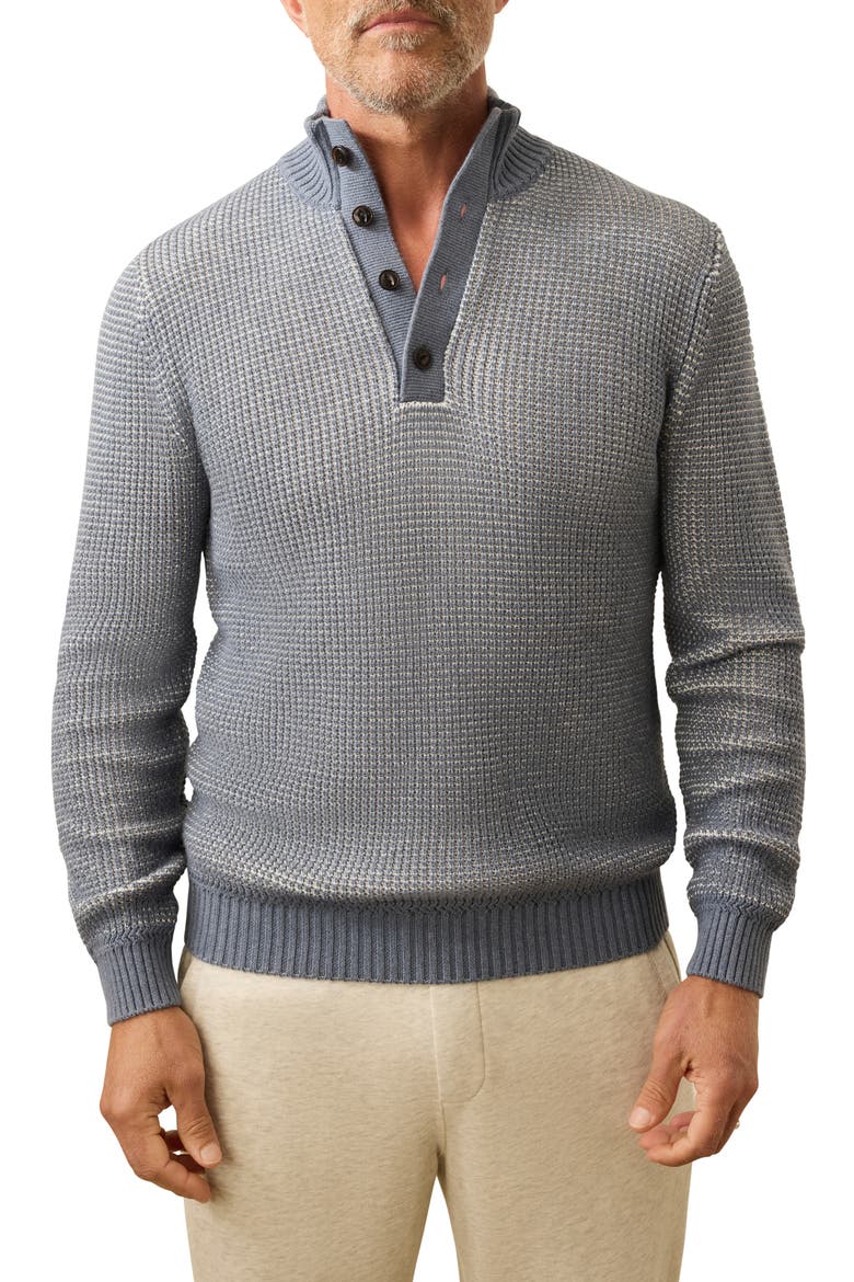 Quarter Button Organic Cotton & Cashmere Sweater, Main, color, PORT HURON